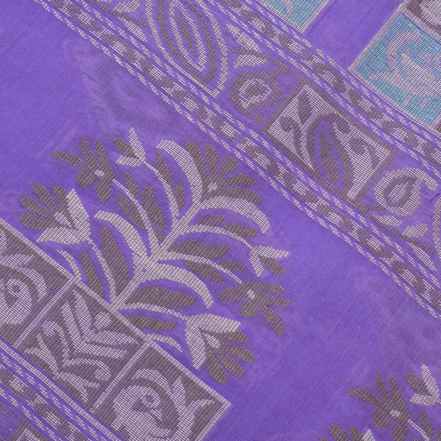 Sushila Vintage Purple Saree 100% Pure Silk Woven Birds & Floral Sari Fabric