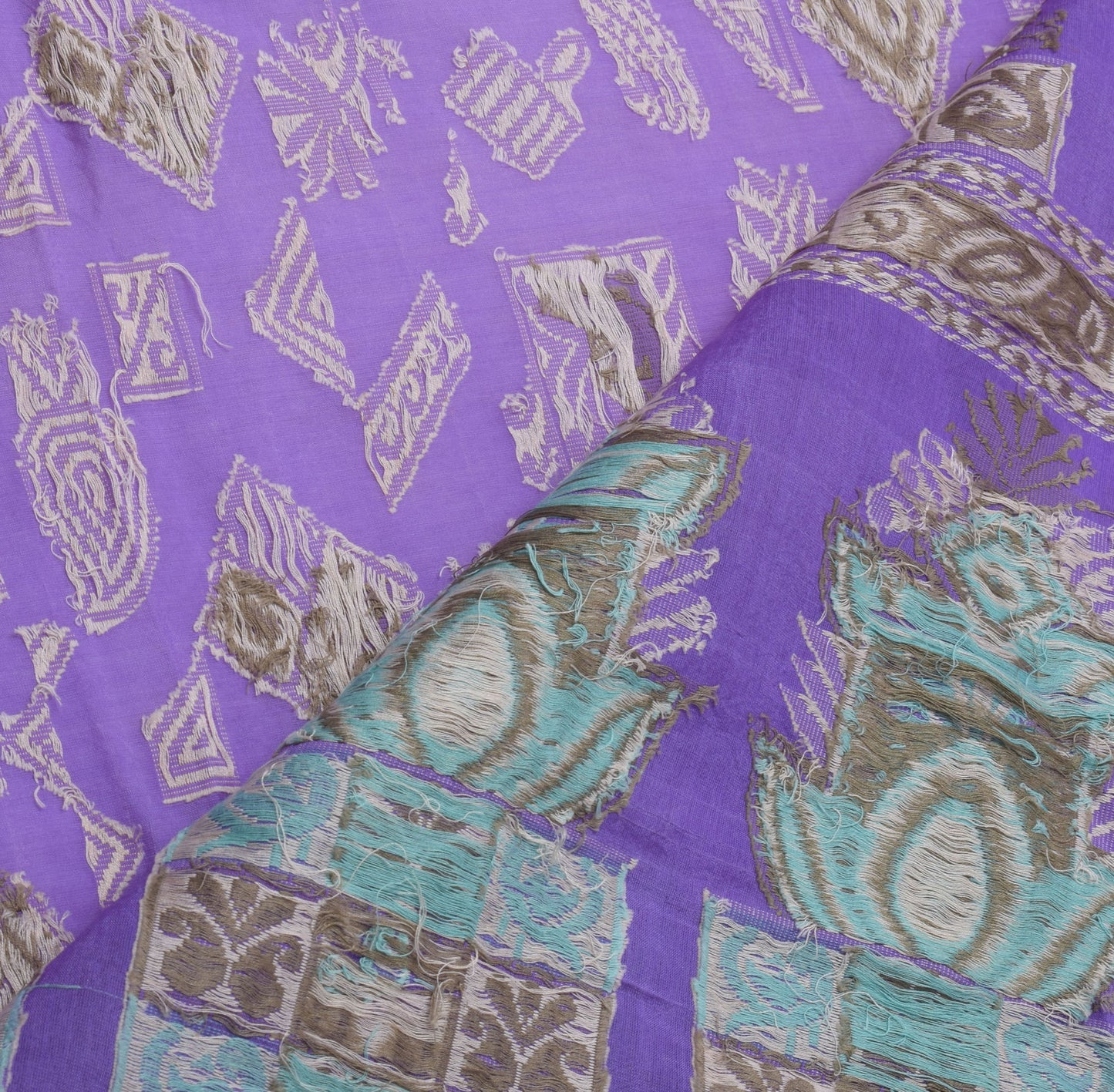 Sushila Vintage Purple Saree 100% Pure Silk Woven Birds & Floral Sari Fabric