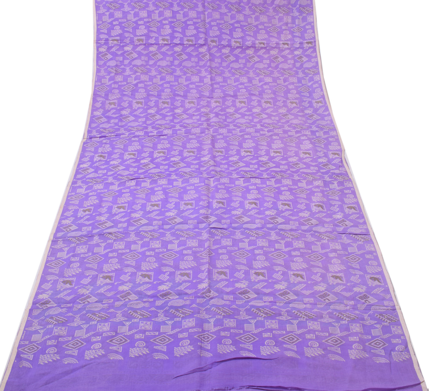 Sushila Vintage Purple Saree 100% Pure Silk Woven Birds & Floral Sari Fabric