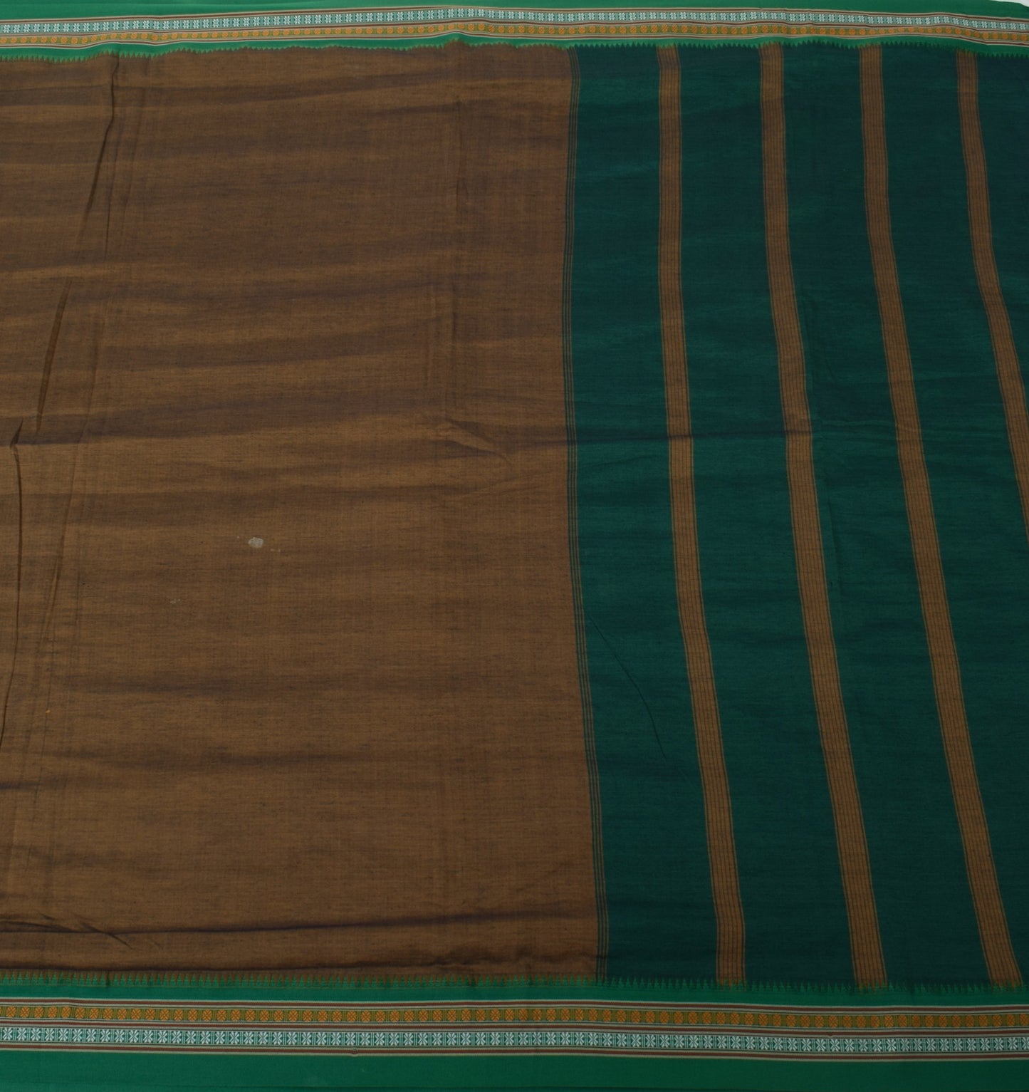 Sushila Vintage Brown Saree Blend Cotton Woven Indian Sari Craft Decor Fabric