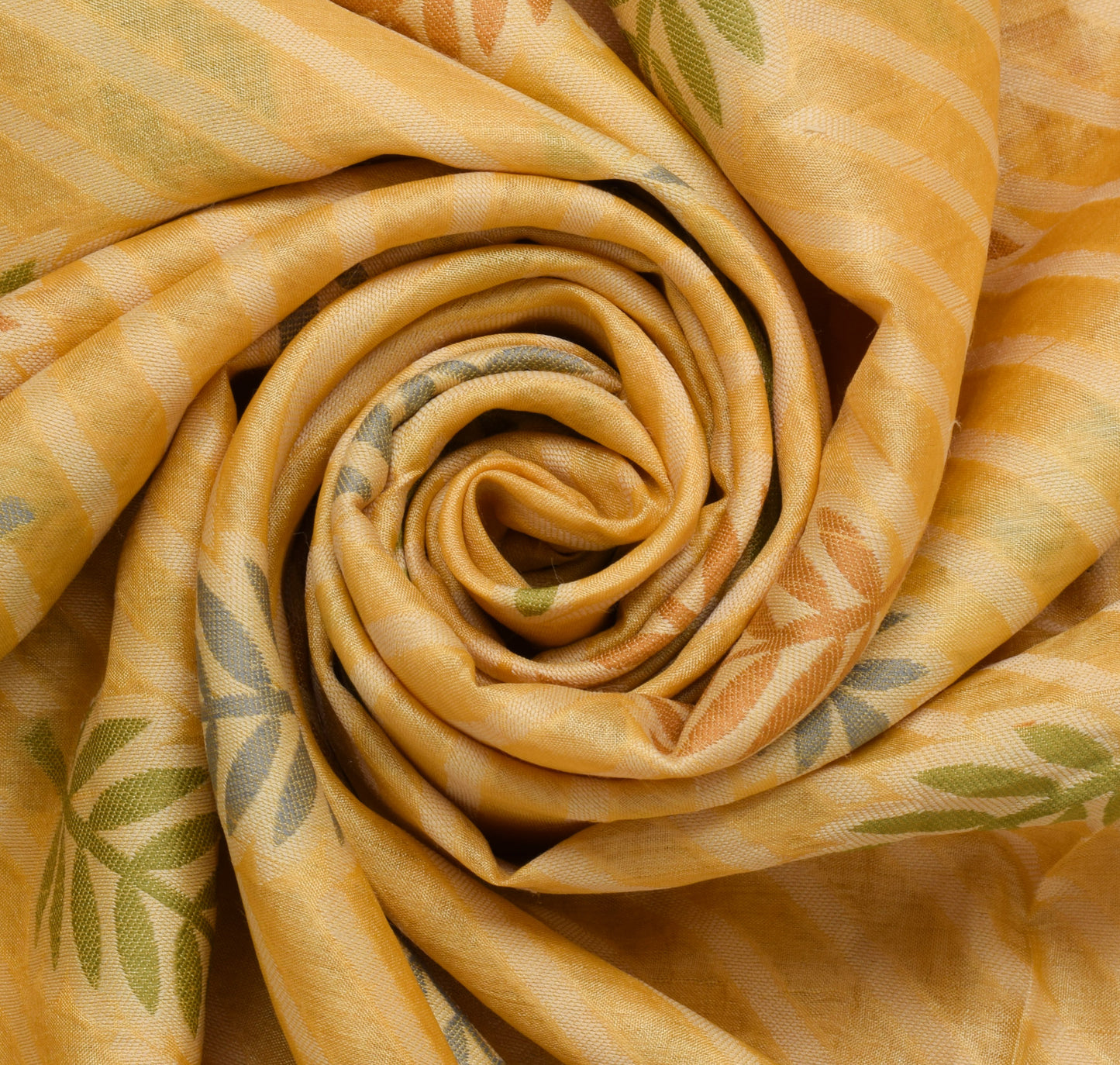 Sushila Vintage Yellow Sari Pure Silk Woven Floral Sari Decor 5 Yard Fabric