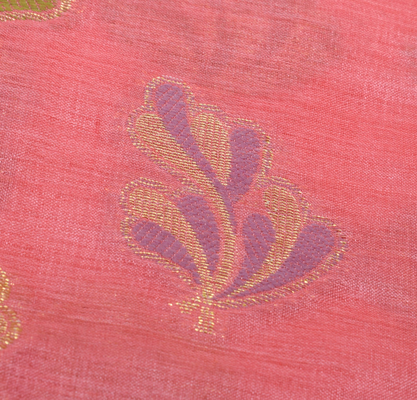 Sushila Vintage Peach Saree Pure Silk All Over Woven Paisley Sari Decor Fabric