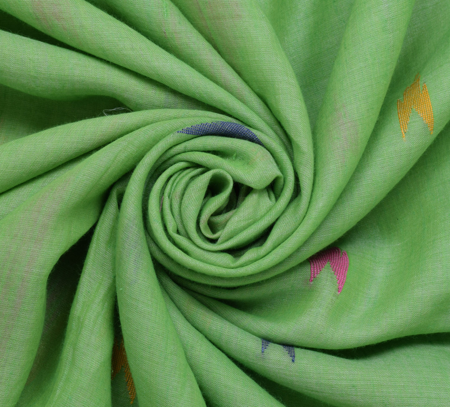 Sushila Vintage Green Indian Saree Pure Cotton Woven Floral Sari Decor Fabric