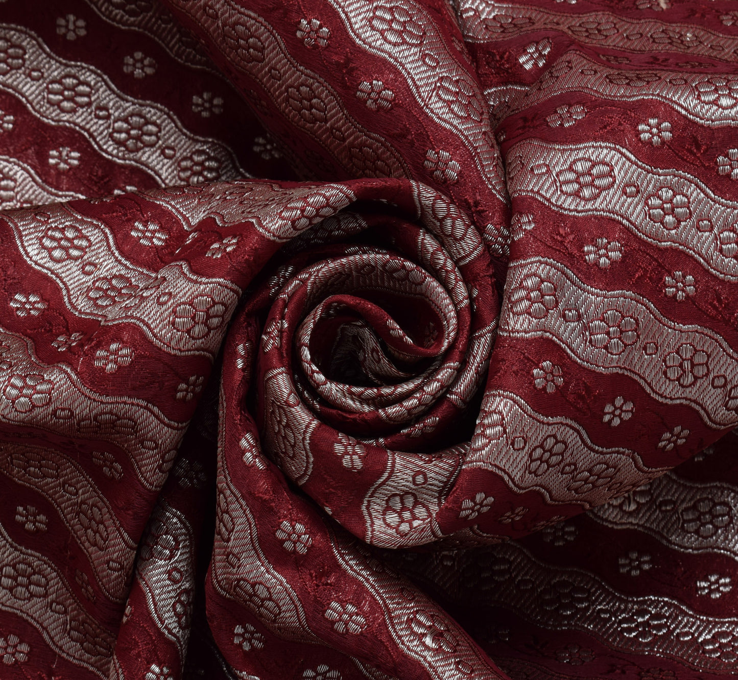 Sushila Vintage Maroon Sari Blend Silk Woven Zari Brocade Banarasi Saree Fabric