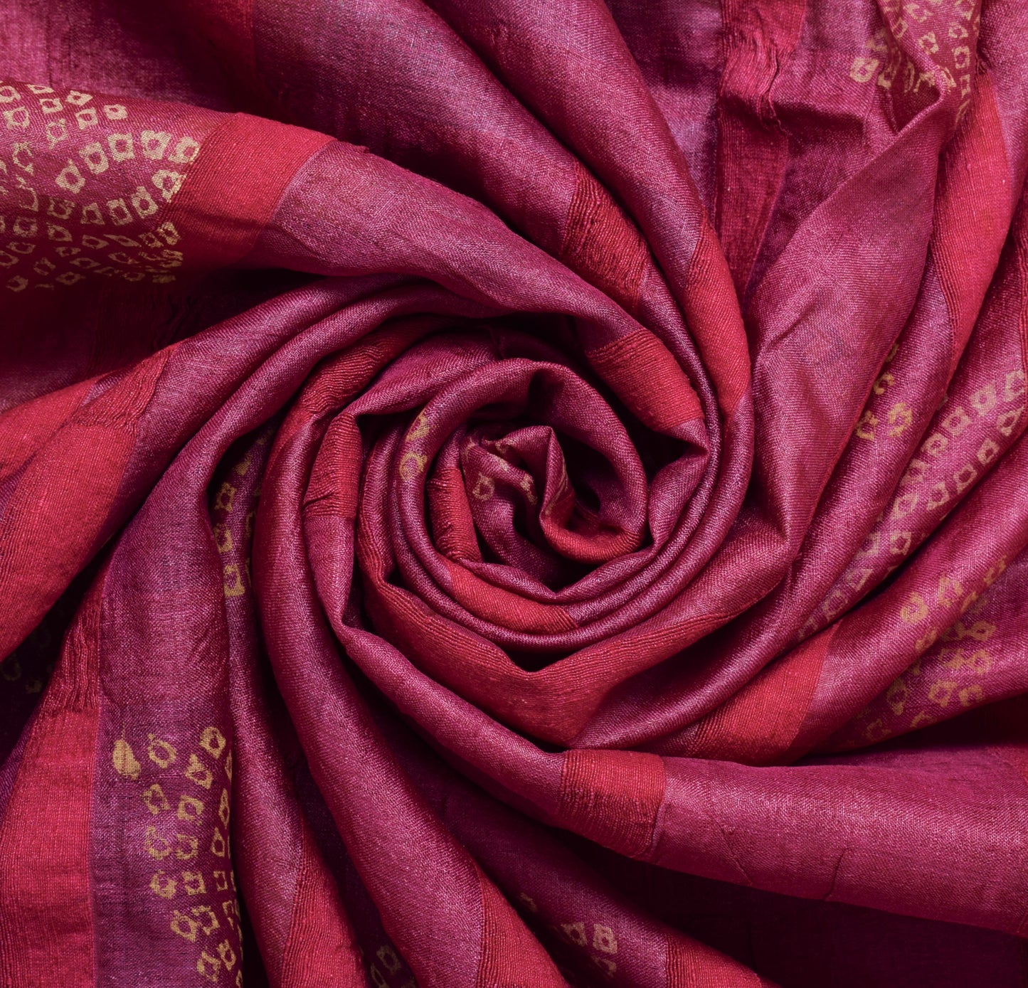 Sushila Vintage Magenta Sari Pure Silk Embroidered & Printed Paisley Sari Fabric