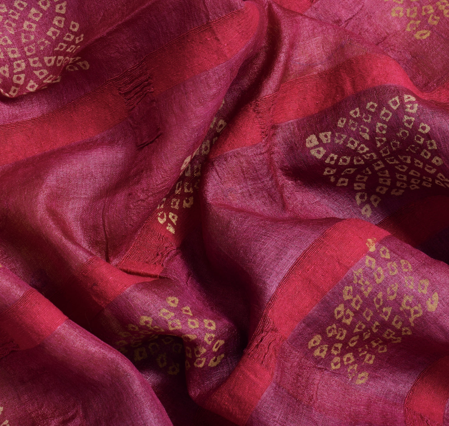 Sushila Vintage Magenta Sari Pure Silk Embroidered & Printed Paisley Sari Fabric