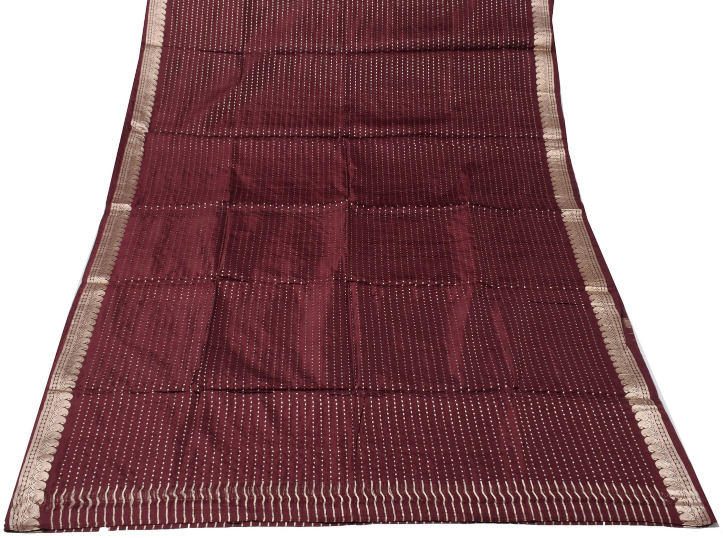 Sushila Vintage Brown Indian Saree 100% Pure Silk Zari Woven Paisley Sari Fabric