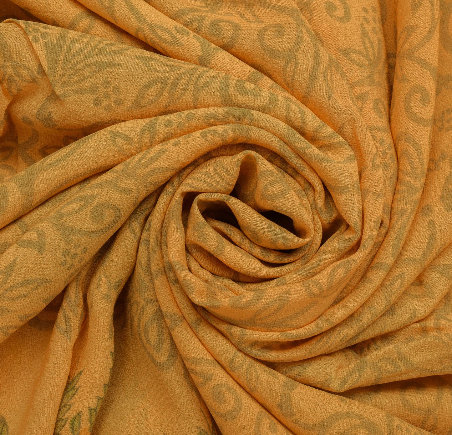 Sushila Vintage Orange Indian Saree Pure Georgette Printed Floral Sari Fabric