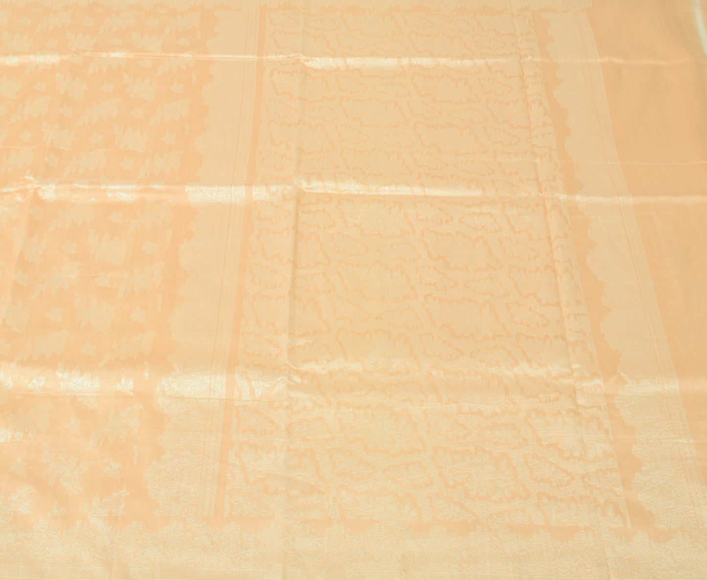 Sushila Vintage Peach Saree Blend Silk All Over Woven Floral Sari Decor Fabric