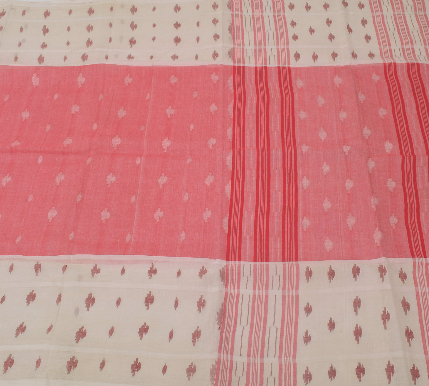 Sushila Vintage Peach Saree Pure Cotton Woven Ikkat Patola Sari Decor Fabric