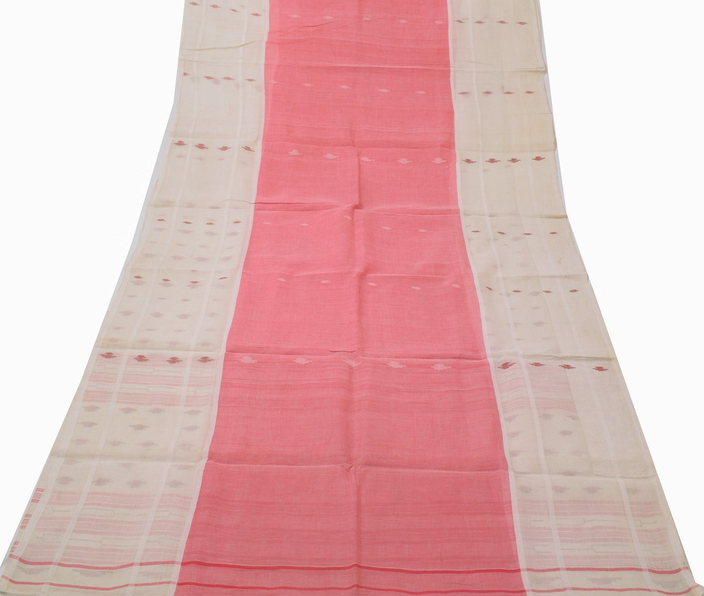 Sushila Vintage Peach Saree Pure Cotton Woven Ikkat Patola Sari Decor Fabric