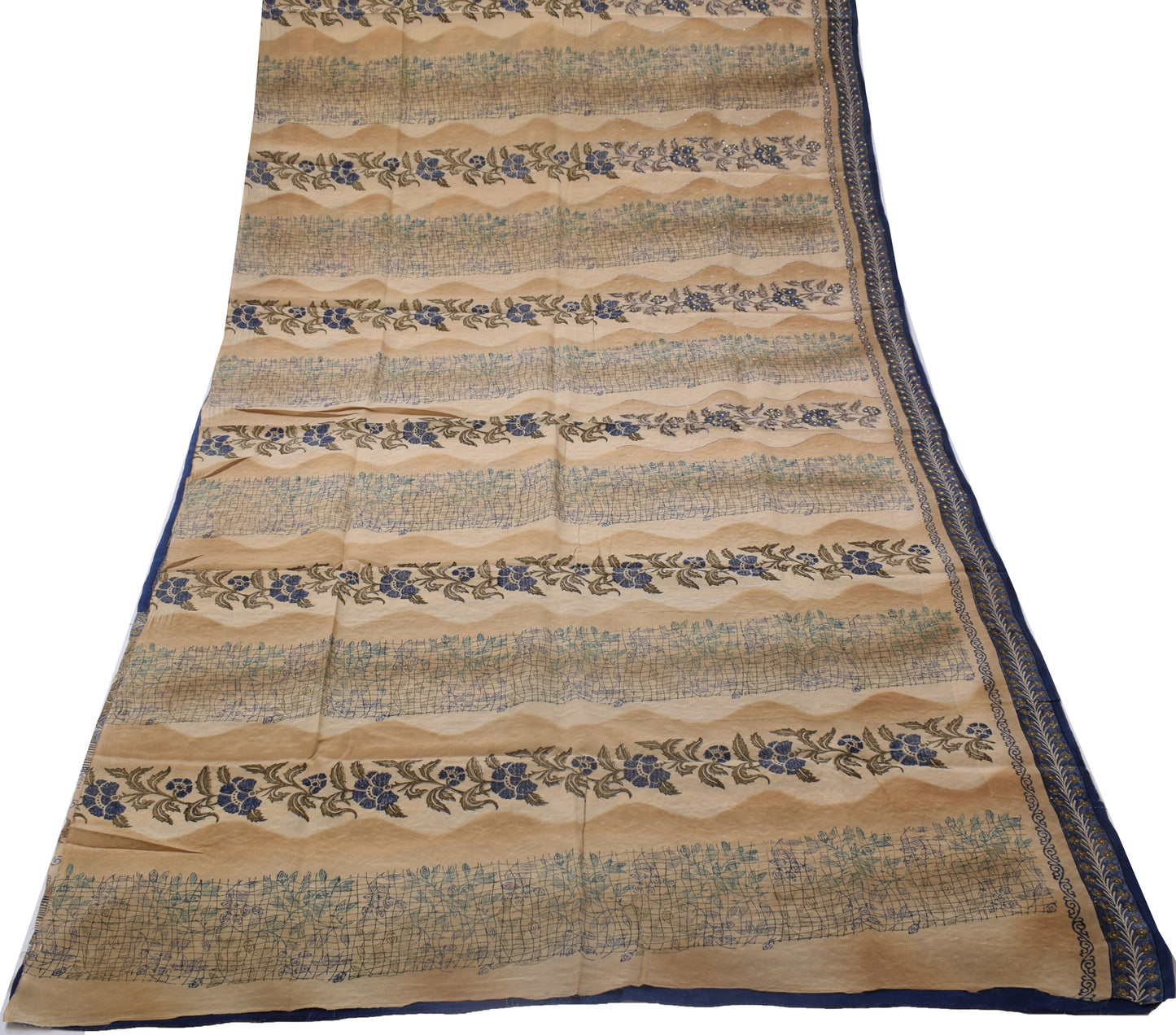 Sushila Vintage Brown Sari Pure Crepe Silk Printed & Embroidered Sari Fabric