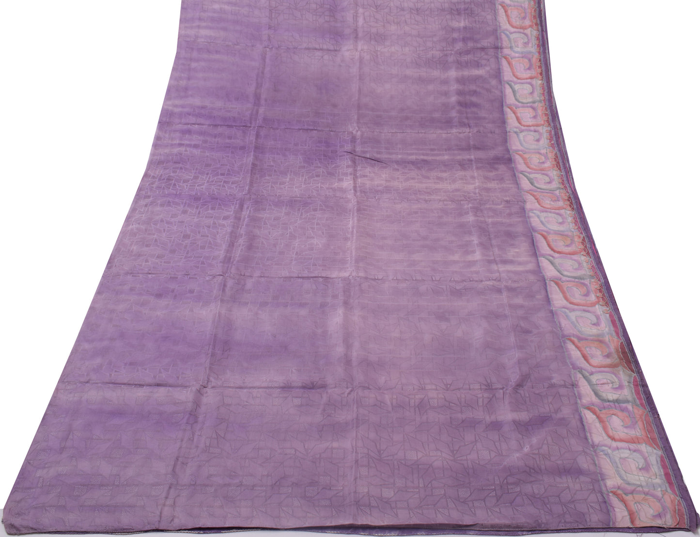 Sushila Vintage Purple Sari Pure Silk Hand Embroidered Printed Woven Sari Fabric