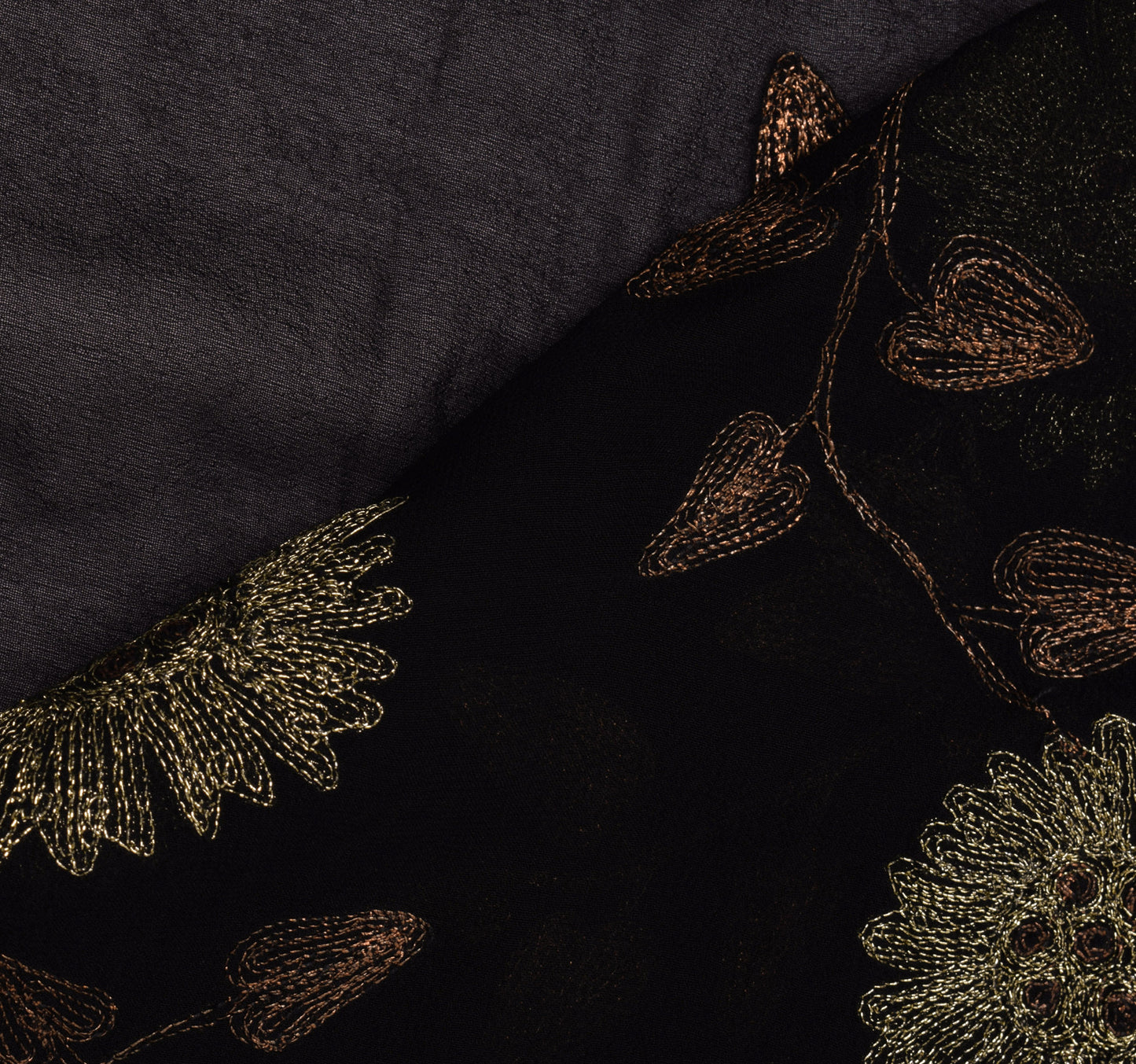 Sushila Vintage Black HEAVY Saree Pure Georgette Silk Embroidered Sari Fabric
