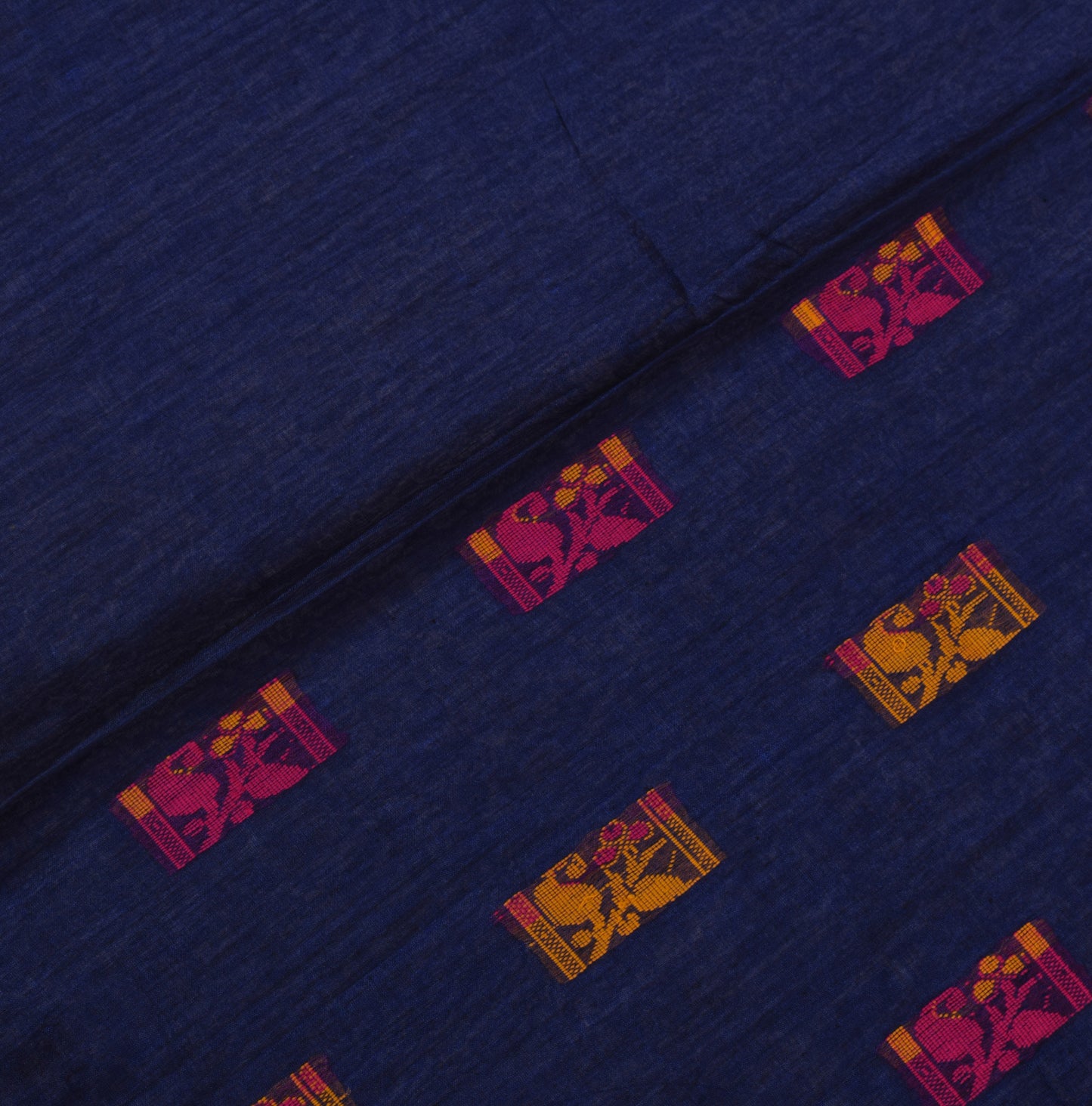 Sushila Vintage Blue Indian Saree 100% Pure Cotton Woven Floral Sari Soft Fabric