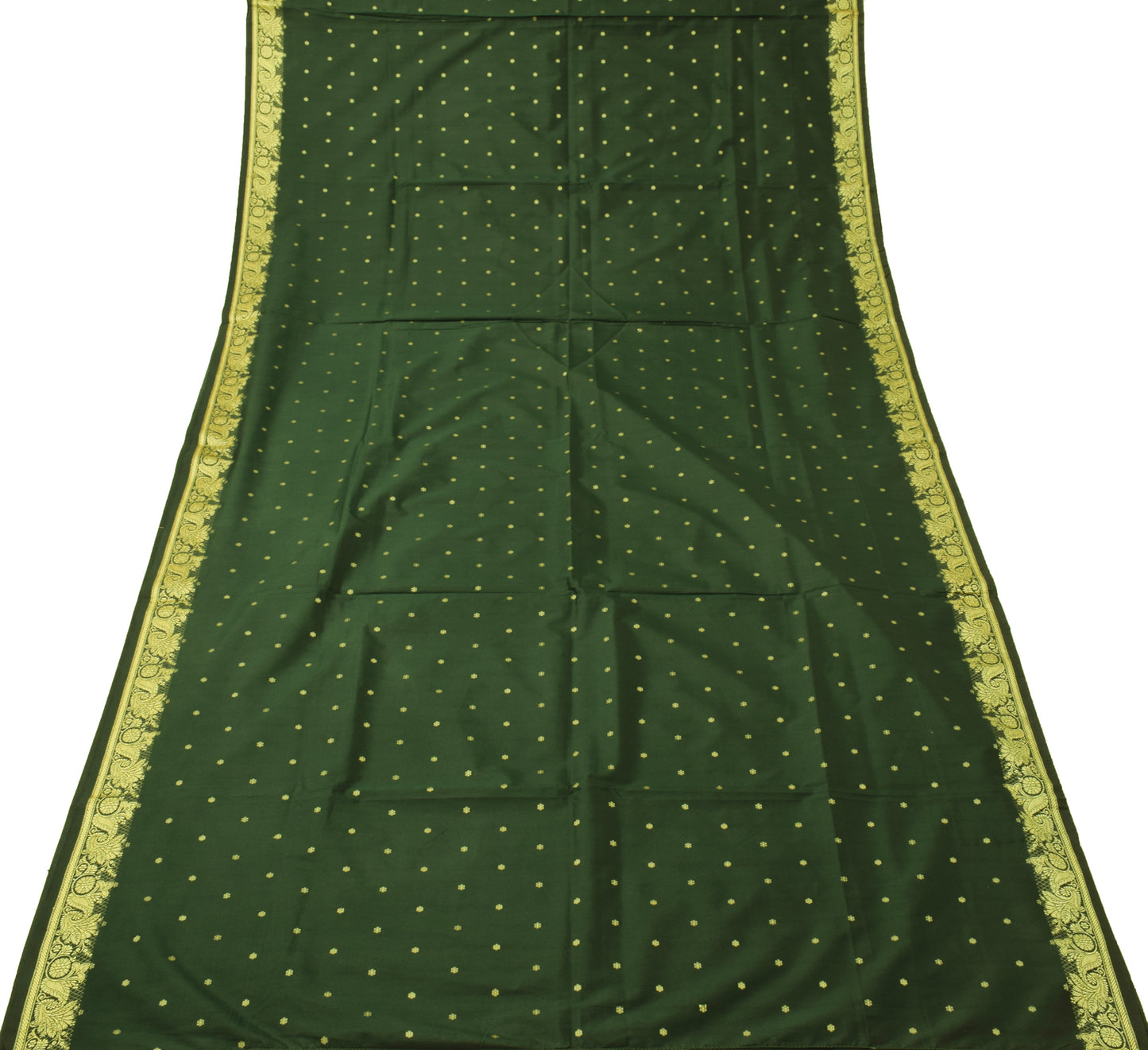 Sushila Vintage Green Saree Blend Silk Woven Floral Sari Decor 5 Yard Fabric