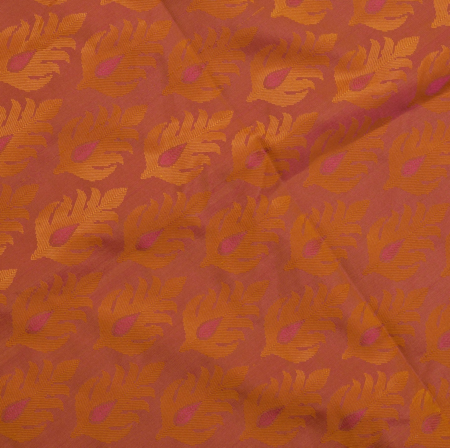 Sushila Vintage Peach Saree Blend Silk Woven Floral Sari Craft Saree 5Yd Fabric