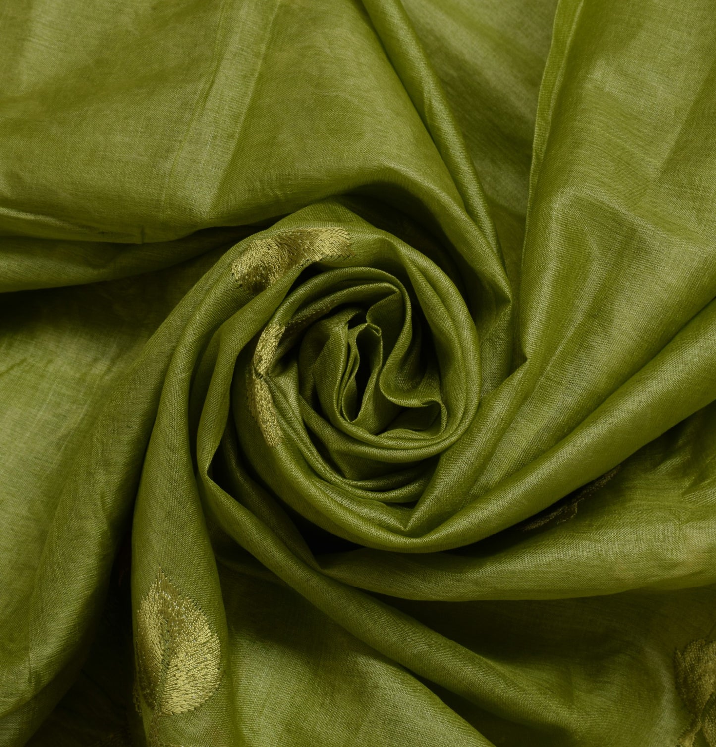 Sushila Vintage Green Sari 100% Pure Silk Woven & Embroidered Floral Sari Fabric