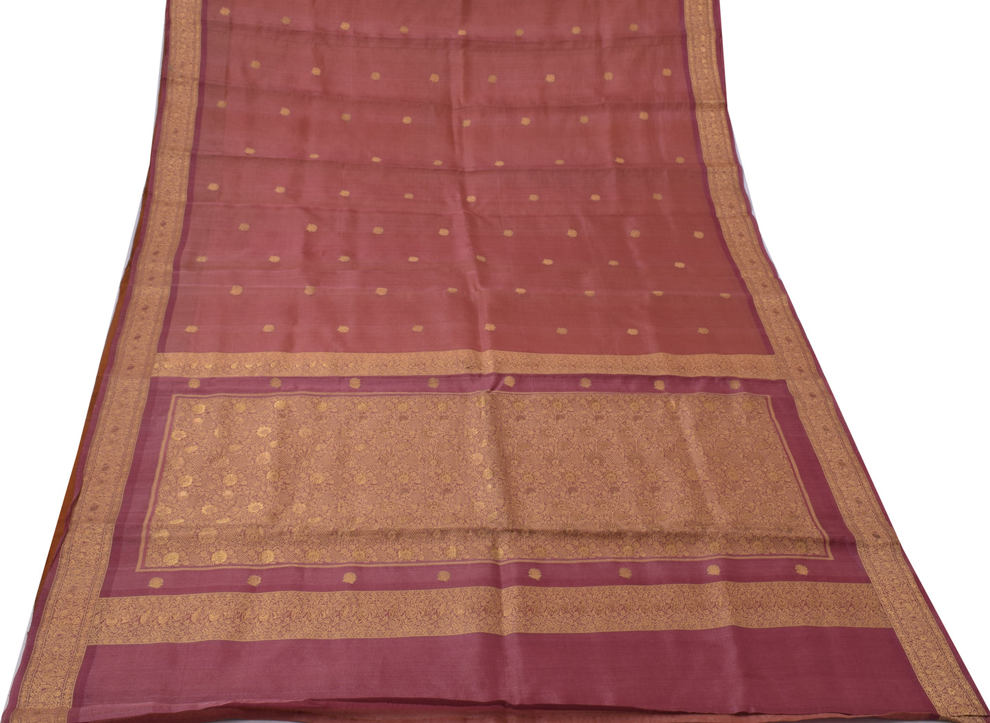 Sushila Vintage Beautiful Saree 100% Pure Silk Woven Floral Sari 5 Yard Fabric