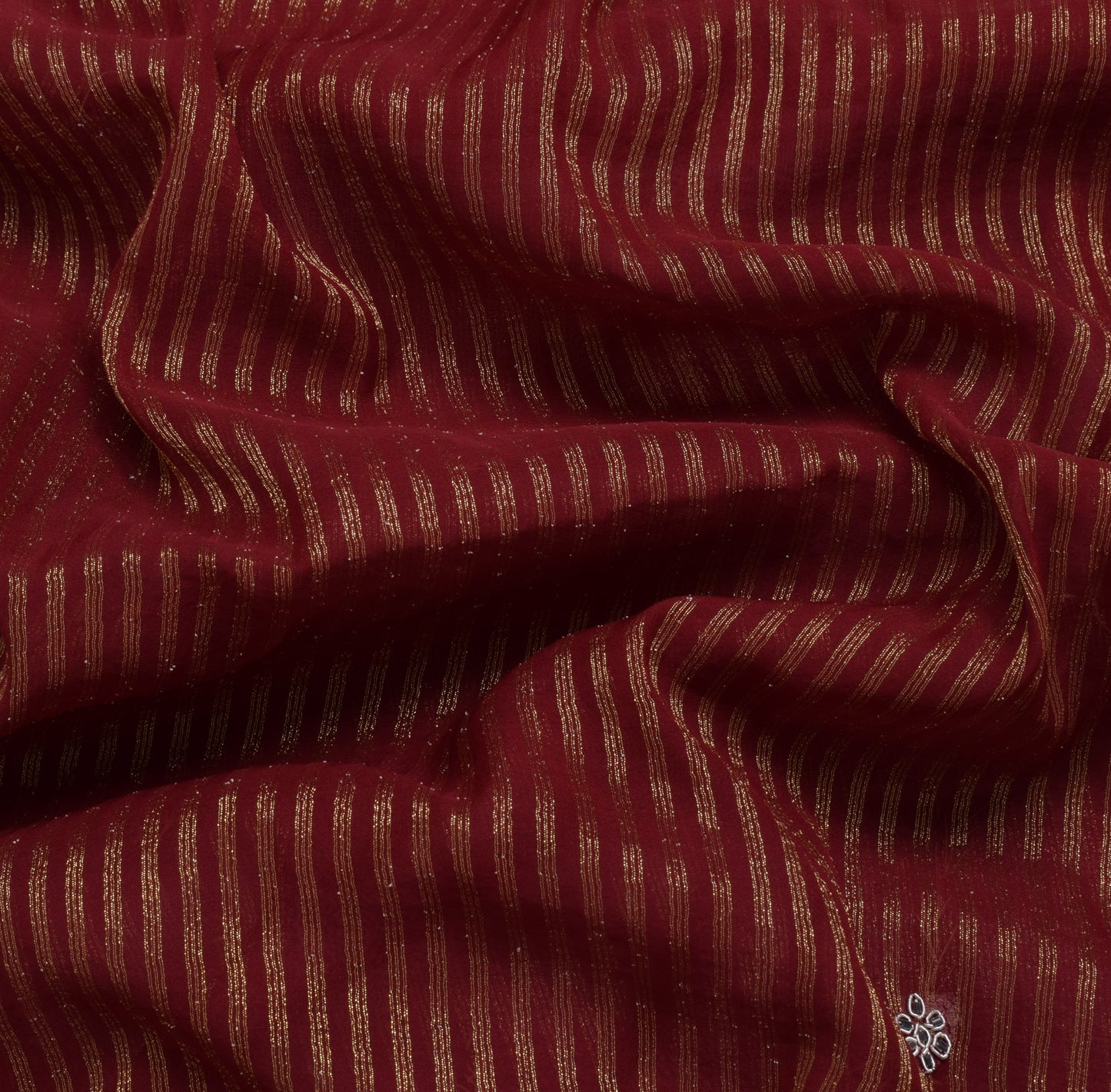 Sushila Vintage Maroon Saree Blend Silk Hand Beaded Woven Sari 5 Yard Fabric