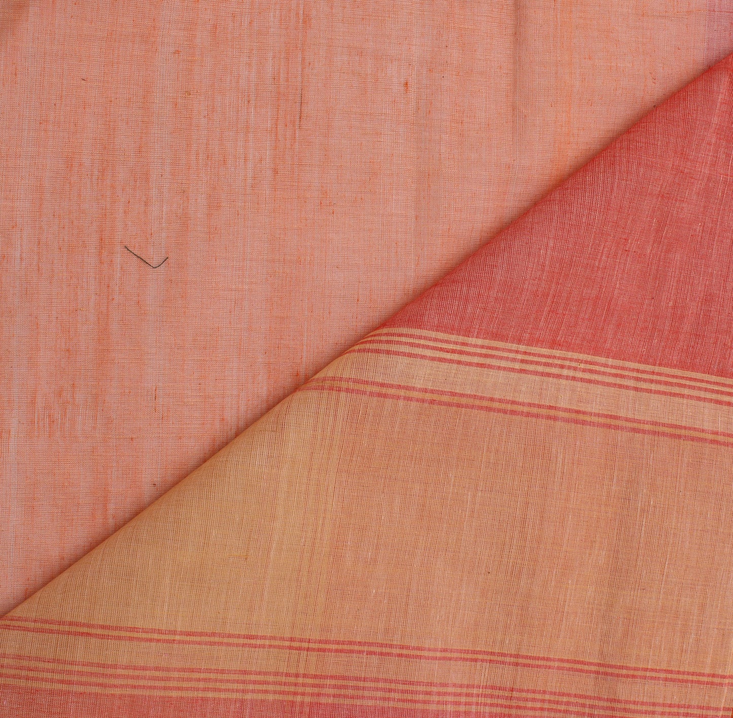 Sushila Vintage Peach Saree Pure Cotton Woven Border Indian Sari 5 Yard Fabric