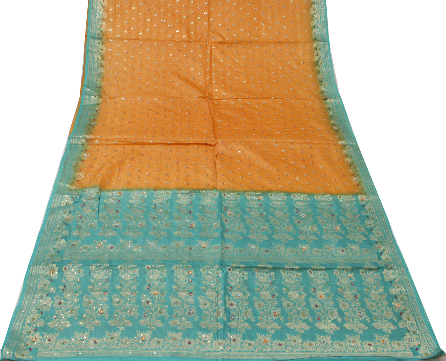 Sushila Vintage Rust Saree Pure Silk Woven & Embroidered Floral Sari 5 YD Fabric