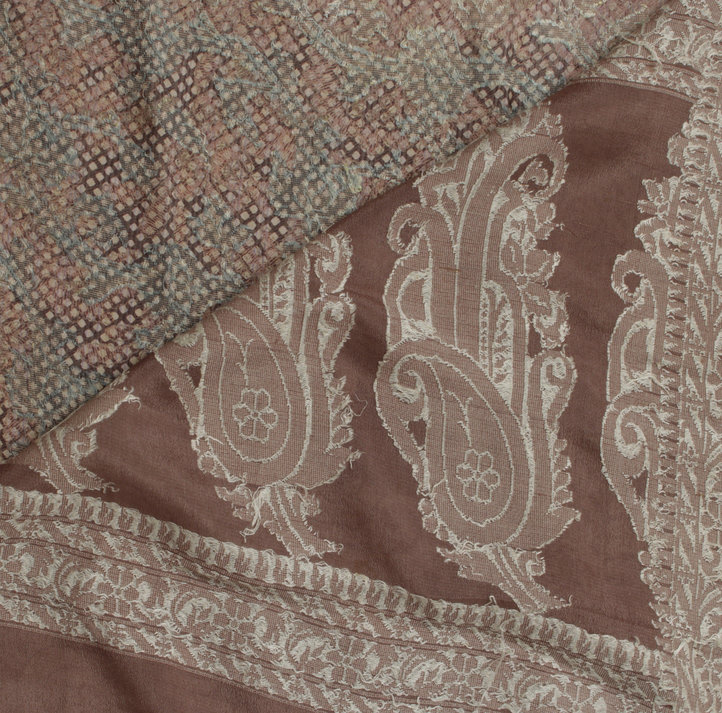 Sushila Vintage Brown Indian Saree 100% Pure Silk Woven Floral Sari 5 Yd Fabric