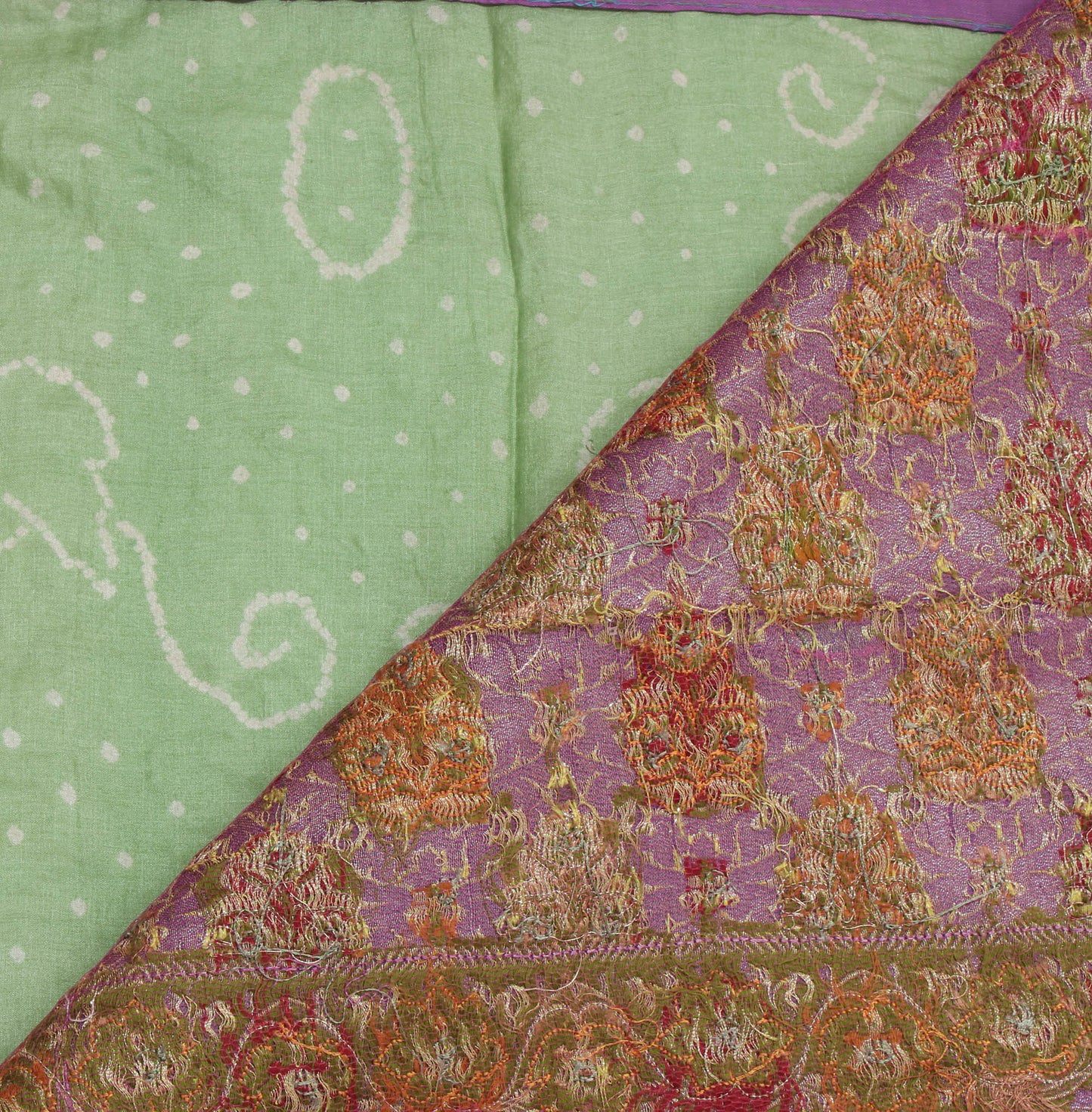 Sushila Vintage Green Saree 100% Pure Silk Woven Floral Sari 5 Yard Fabric