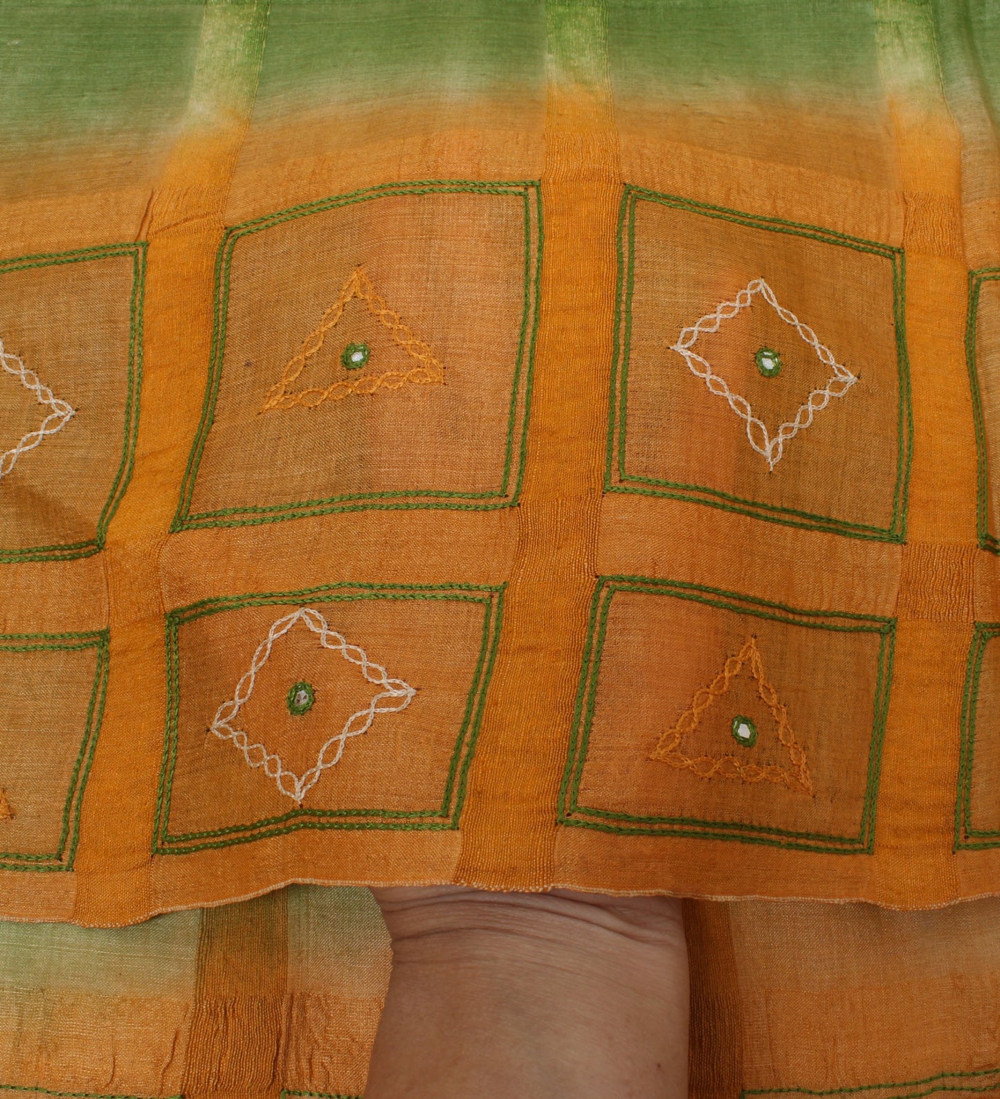 Sushila Vintage Green Saree 100% Pure Silk Embroidered Woven Sari 5 Yard Fabric