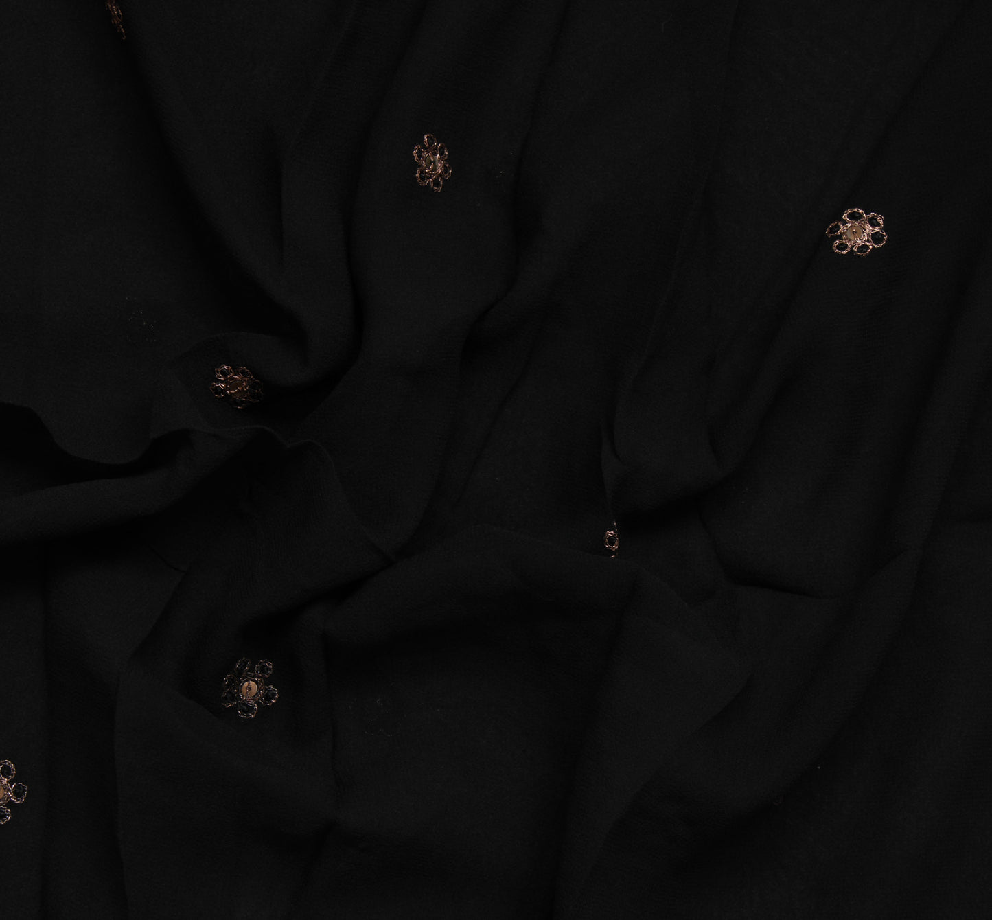 Sushila Vintage Black Sari Pure Georgette Silk Zari Embroidered Sari Fabric