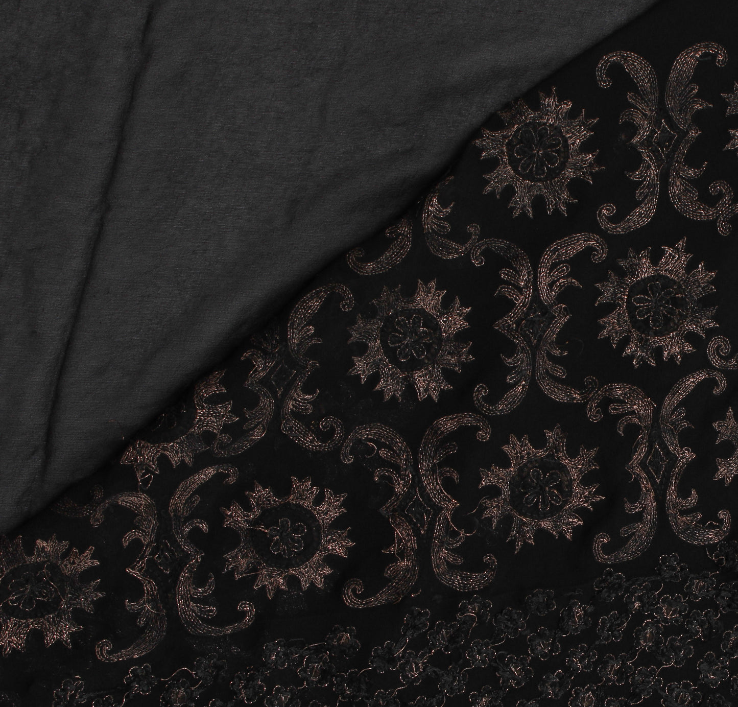 Sushila Vintage Black Sari Pure Georgette Silk Zari Embroidered Sari Fabric