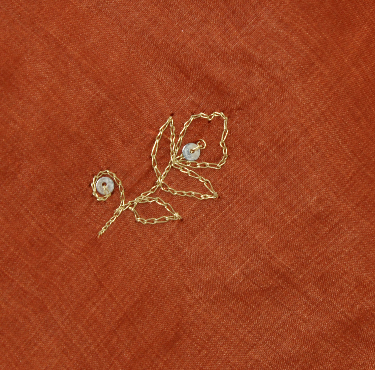 Sushila Vintage Rust Saree Pure Silk Woven & Embroidered Floral Sari Fabric