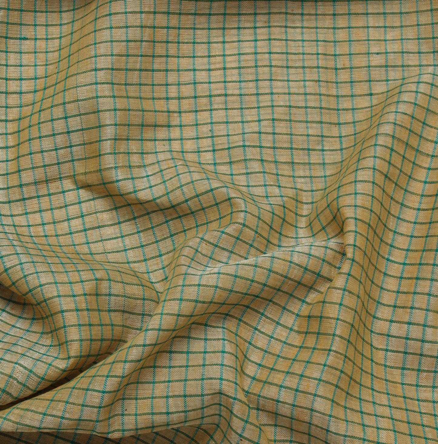 Sushila Vintage Indian Saree 100% Pure Cotton Woven Check Sari 5 Yard Fabric