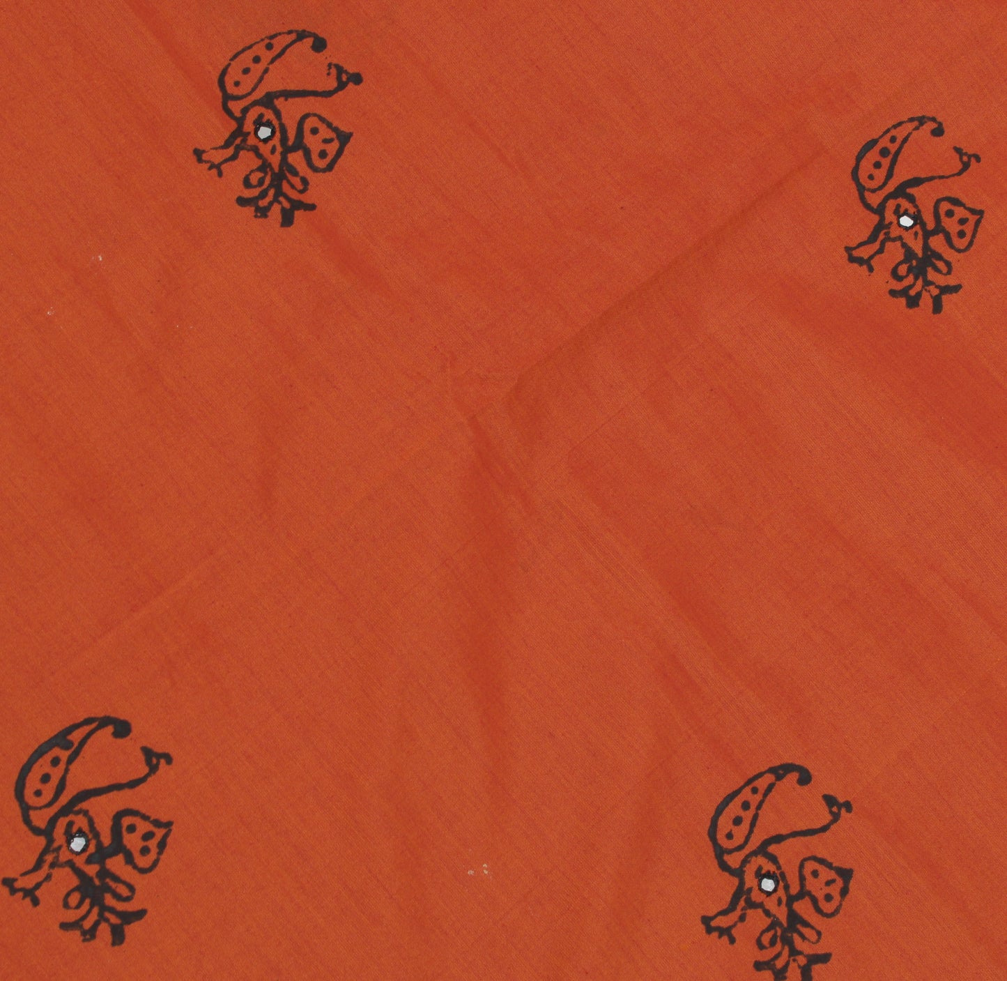 Sushila Vintage Rust Indian Saree 100% Pure Cotton Printed Peacock Sari Fabric