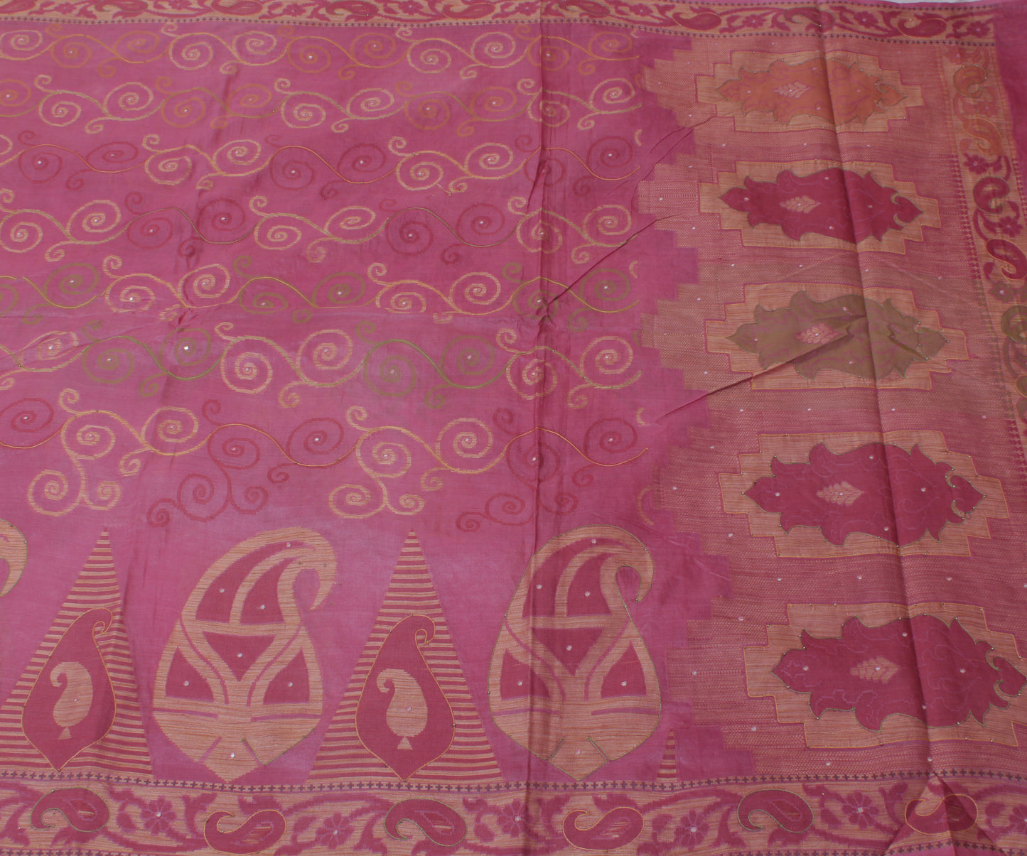 Sushila Vintage Magenta Indian Saree 100% Pure Silk Woven Sari 5Yd Craft Fabric