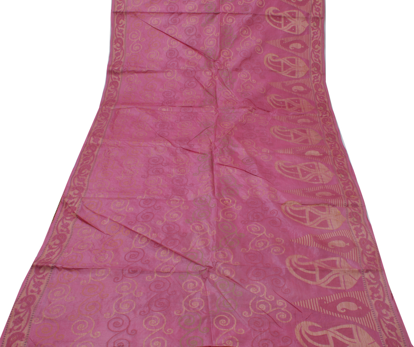 Sushila Vintage Magenta Indian Saree 100% Pure Silk Woven Sari 5Yd Craft Fabric