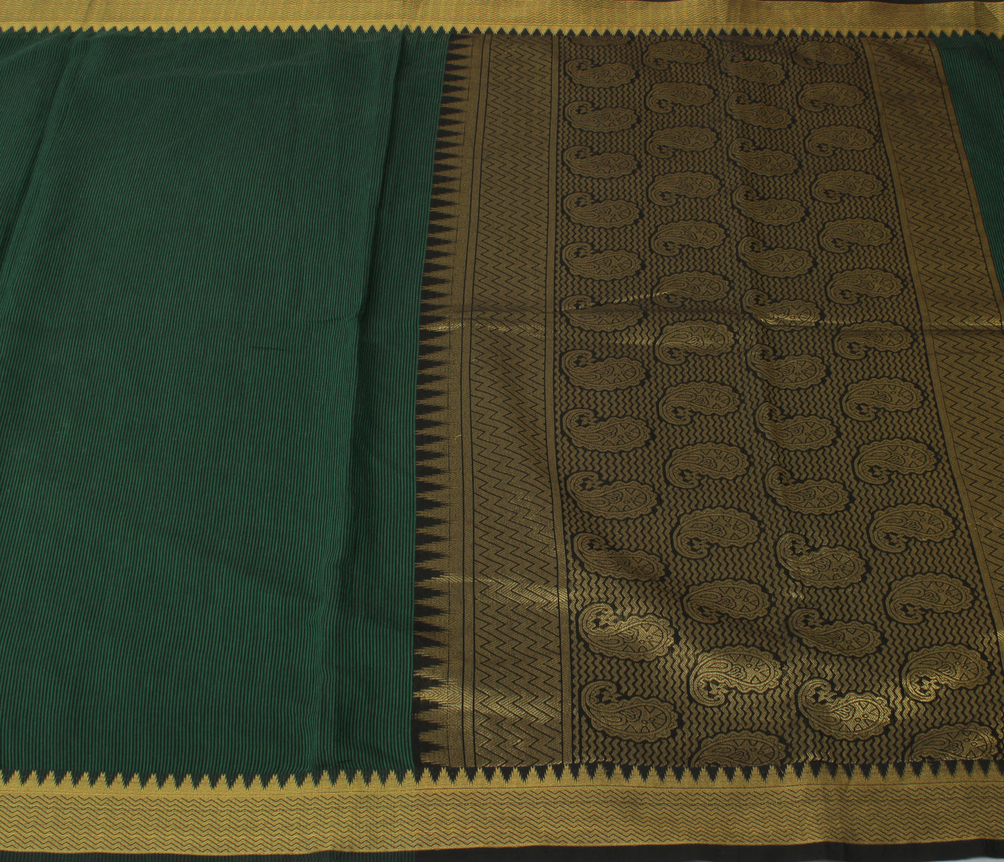 Sushila Vintage Green Saree Blend Silk Woven Paisley Sari 5 Yard Craft Fabric