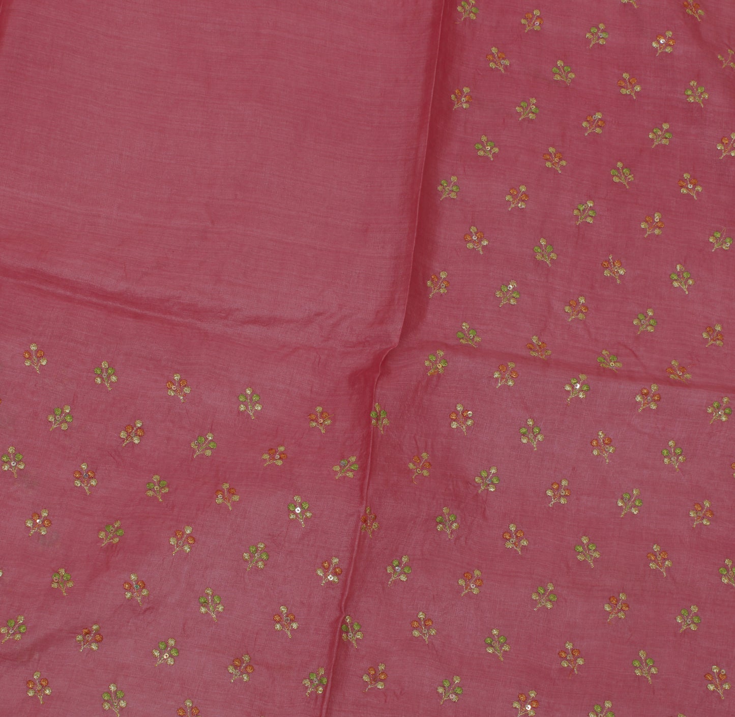 Sushila Vintage Pink Saree 100% Pure Silk Embroidered Floral Sari Craft Fabric