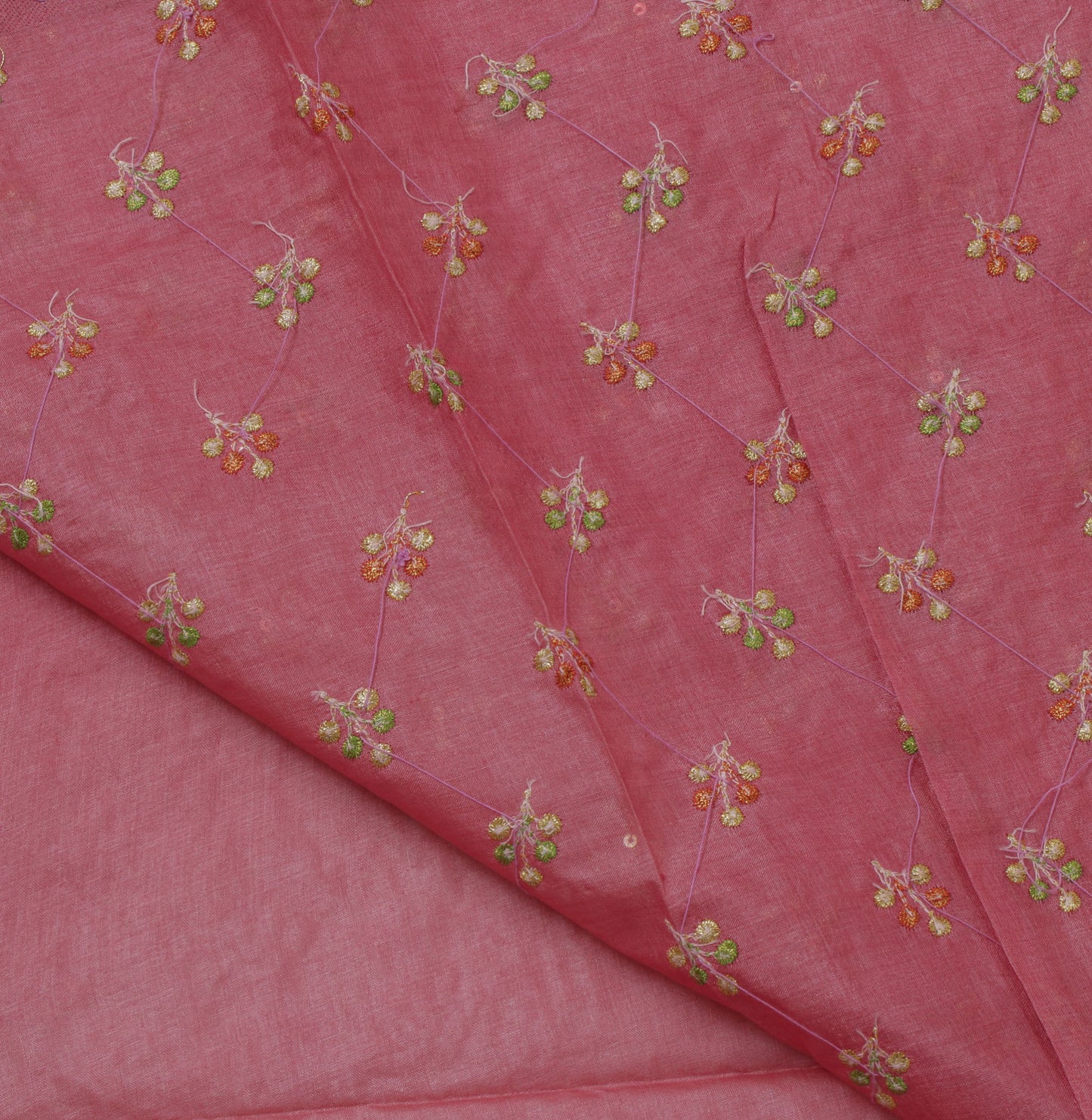 Sushila Vintage Pink Saree 100% Pure Silk Embroidered Floral Sari Craft Fabric