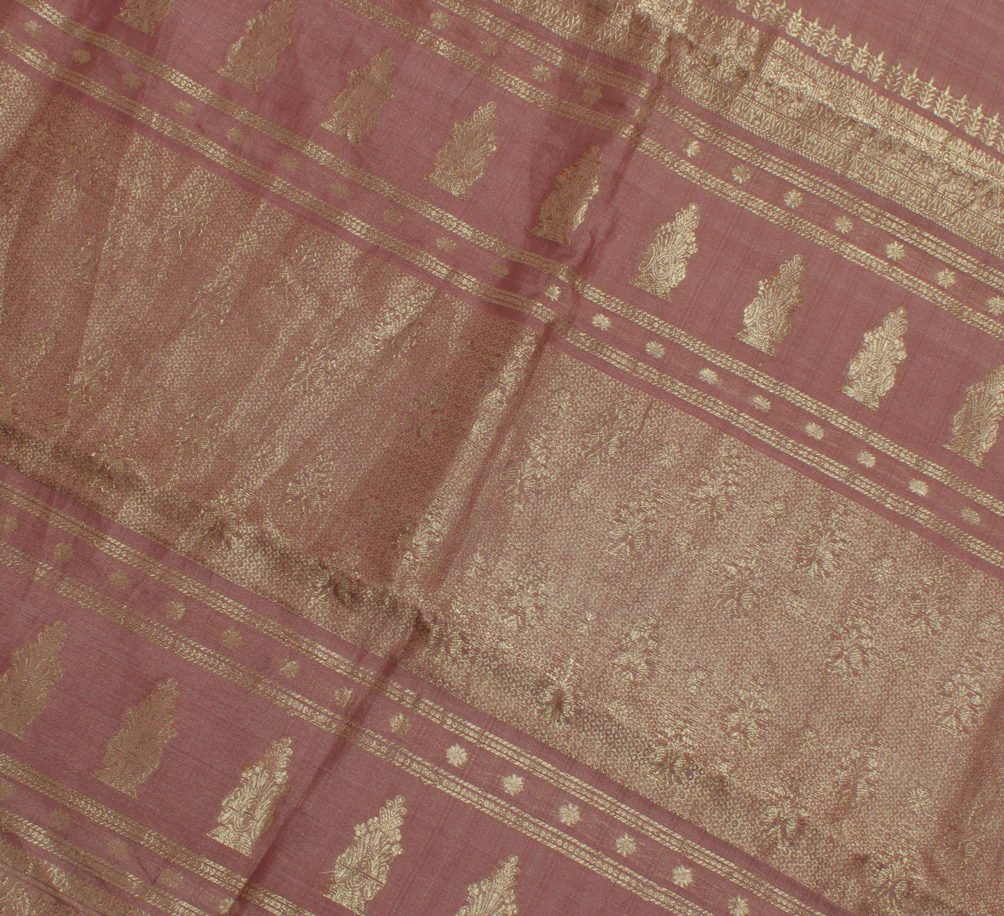 Sushila Vintage Indian Saree 100% Pure Silk All Over Woven Floral Sari Fabric