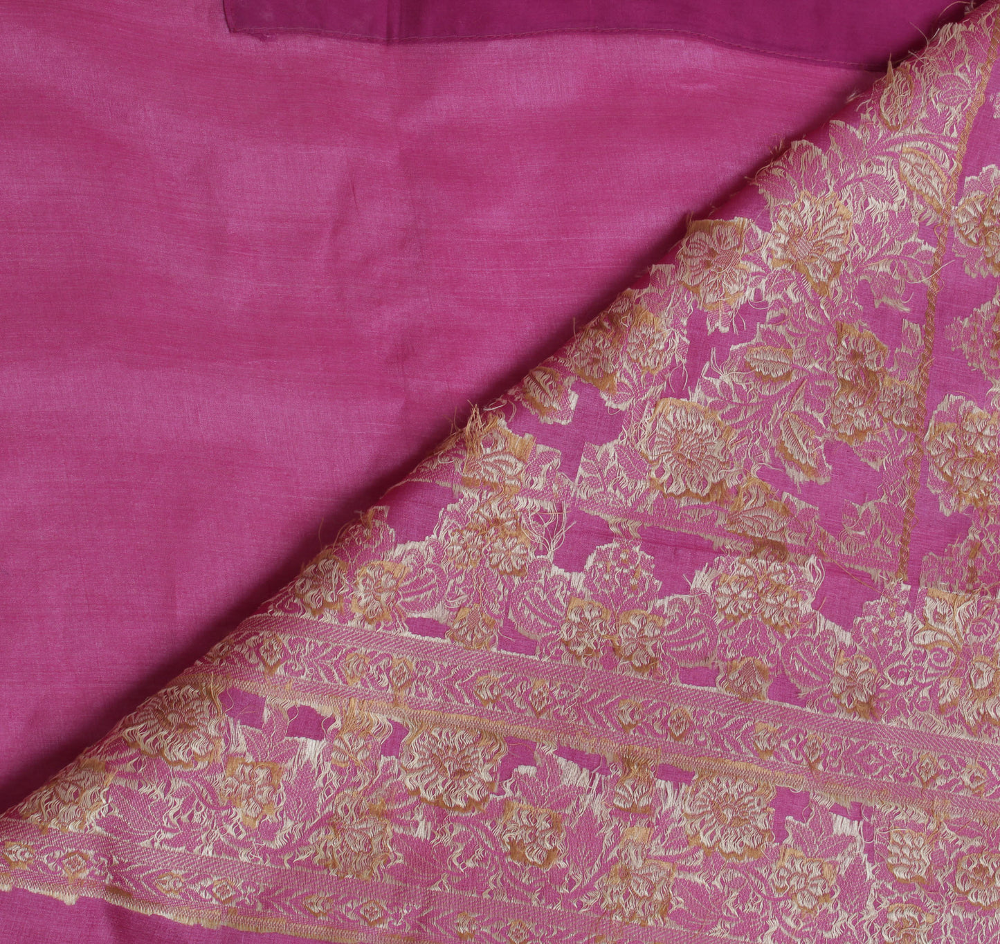 Sushila Vintage Magenta Indian Saree Pure Silk Woven & Embroidered Sari Fabric