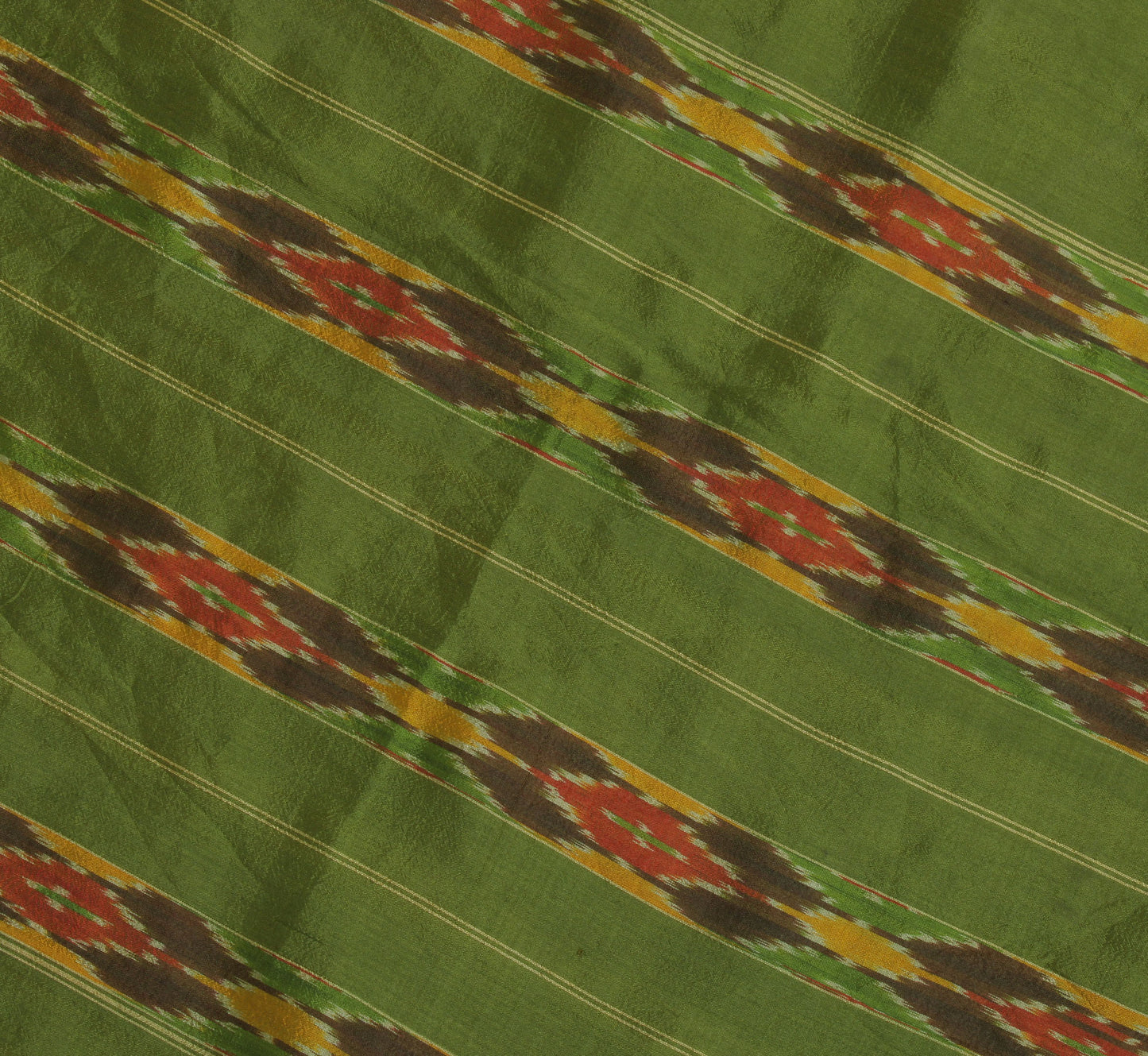 Sushila Vintage Cream Saree Pure Silk Hand Woven Ikat Patola Sari Craft Fabric