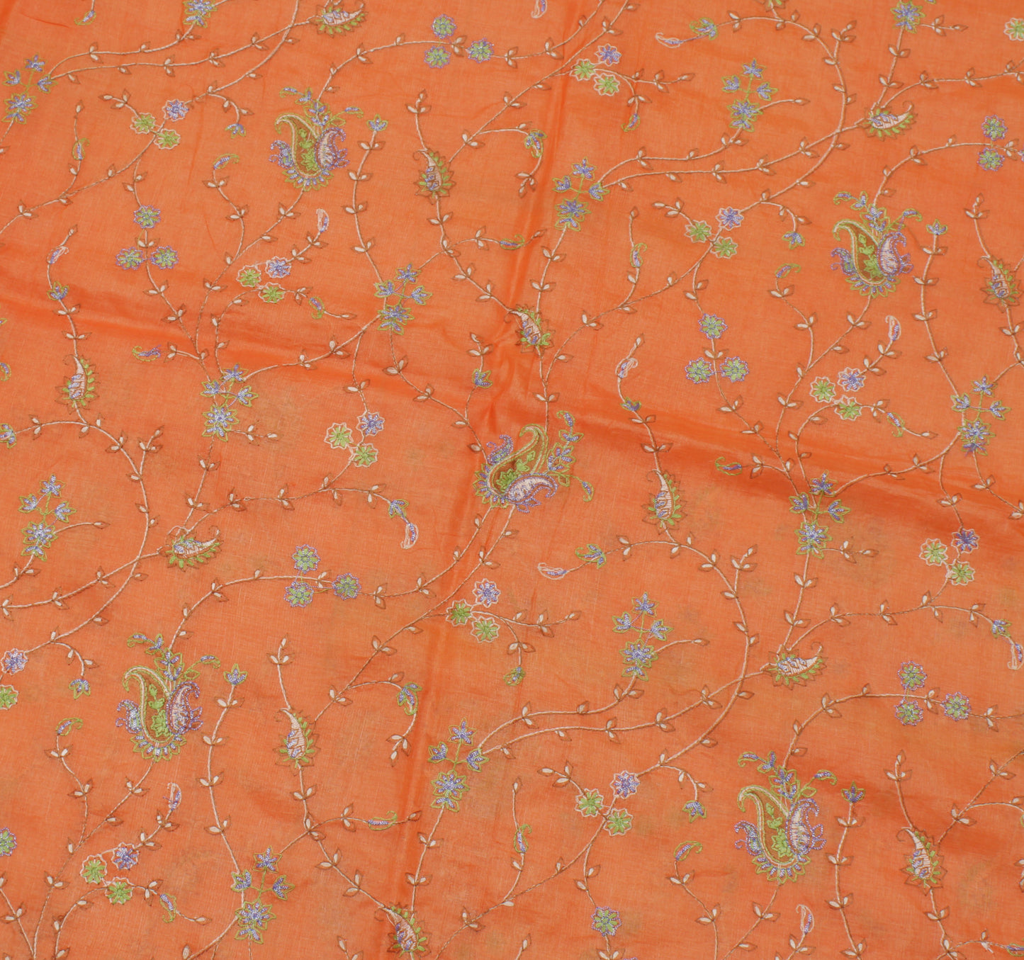 Sushila Vintage Peach Saree Pure Silk Woven & Embroidered Floral Sari Fabric