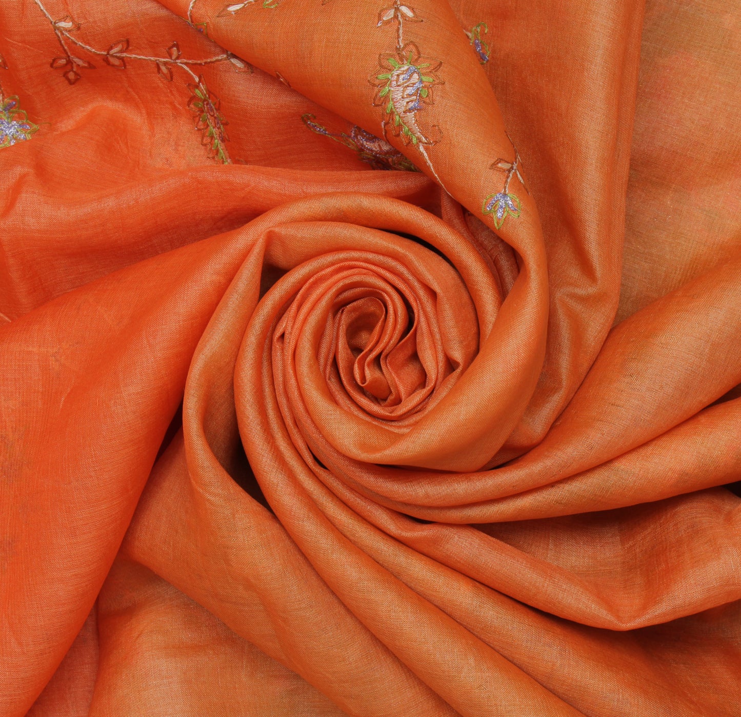 Sushila Vintage Peach Saree Pure Silk Woven & Embroidered Floral Sari Fabric