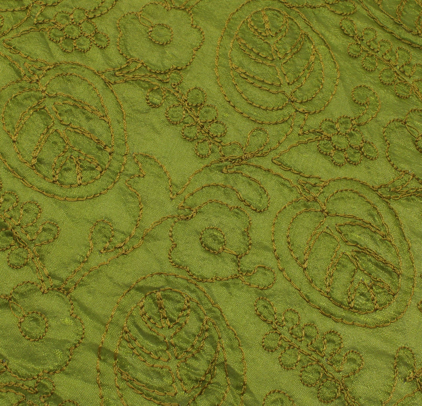 Sushila Vintage Green Saree 100% Pure Silk Embroidered Paisley Sari Craft Fabric