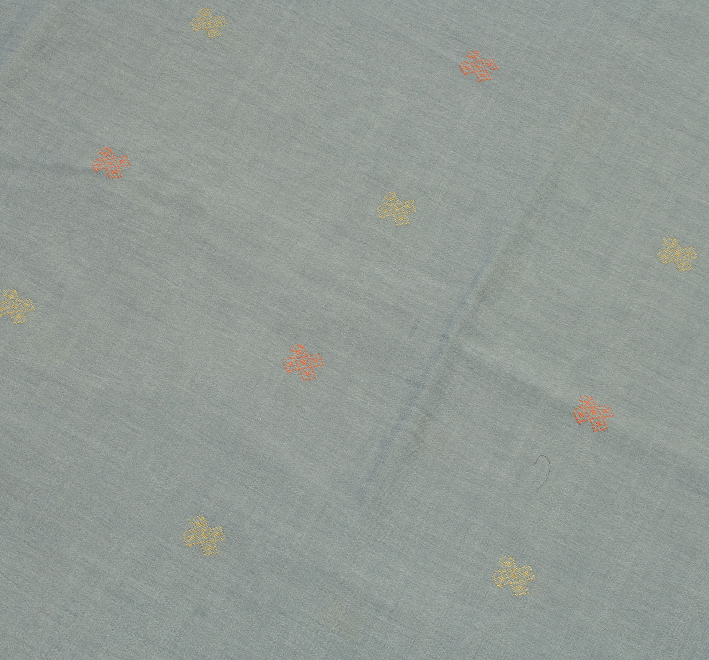 Sushila Vintage Gray Indian Saree Pure Cotton Woven 5 Yard Sari Craft Fabric