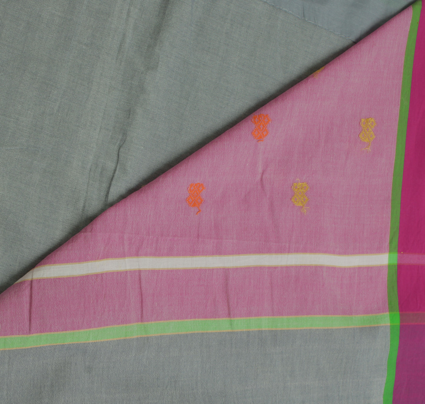 Sushila Vintage Gray Indian Saree Pure Cotton Woven 5 Yard Sari Craft Fabric