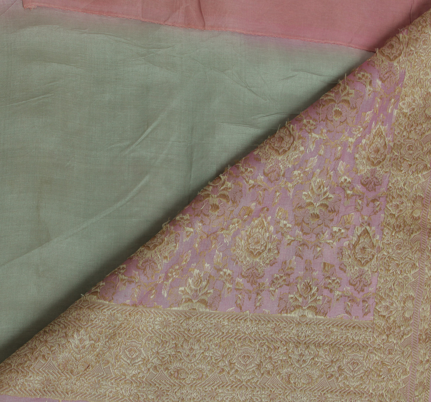 Sushila Vintage Gray Saree 100% Pure Silk Woven & Embroidered Floral Sari Fabric