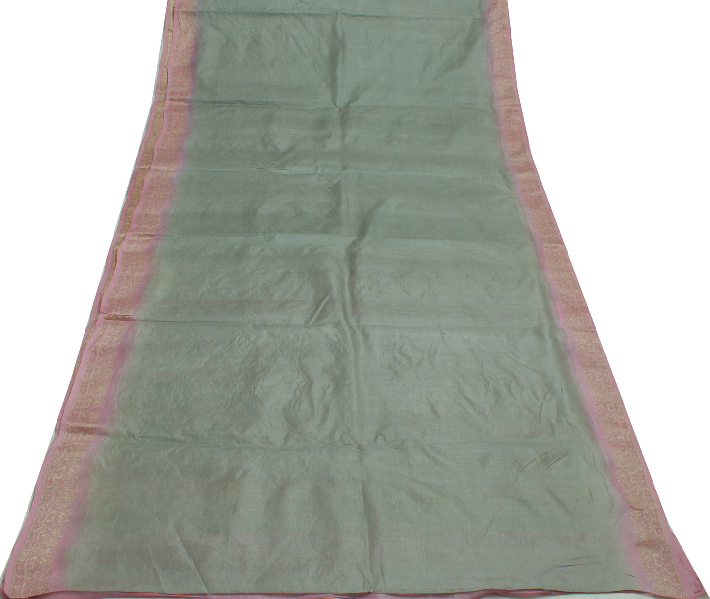 Sushila Vintage Gray Saree 100% Pure Silk Woven & Embroidered Floral Sari Fabric