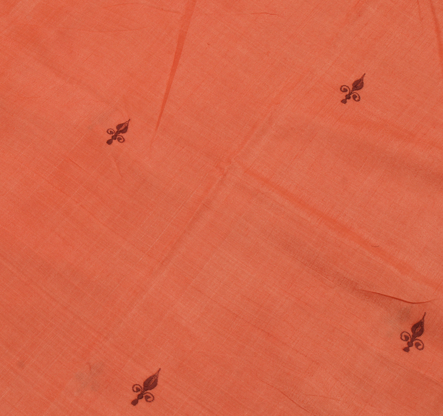 Sushila Vintage Peach Saree 100% Pure Silk Embroidered Floral Sari Craft Fabric